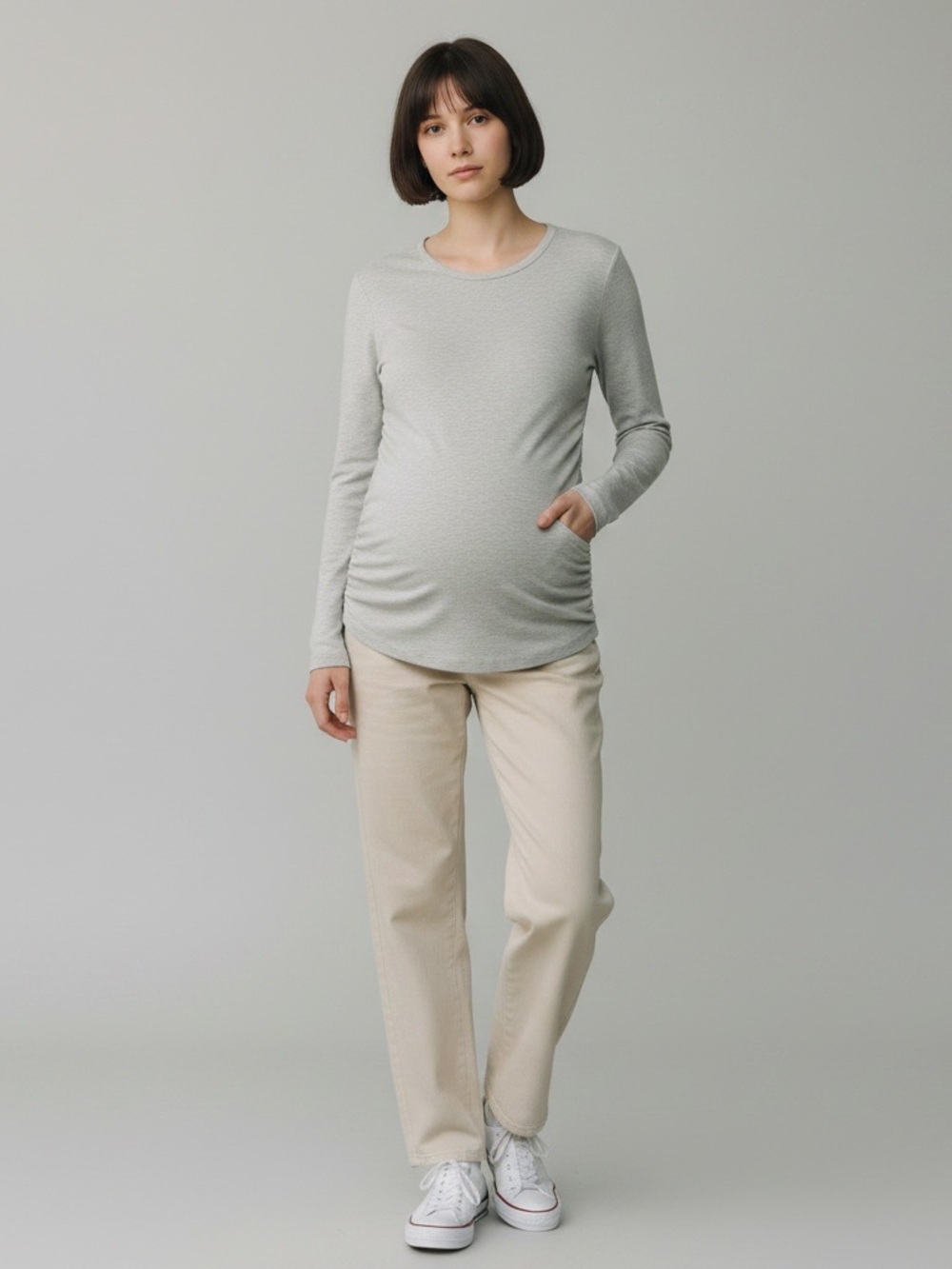 Maternity H&M M Light-Grey Long-Sleeve Top